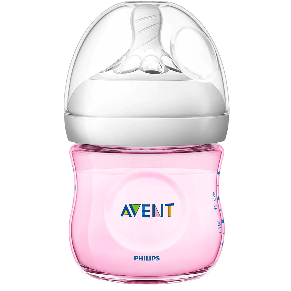 АВЕНТ / AVENT ШИШЕ NATURAL 125МЛ.PP РОЗОВО + БИБЕРОН ЗА НОВОРОДЕНО С 1ДУПКА