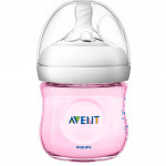 АВЕНТ / AVENT ШИШЕ NATURAL 125МЛ.PP РОЗОВО + БИБЕРОН ЗА НОВОРОДЕНО С 1ДУПКА