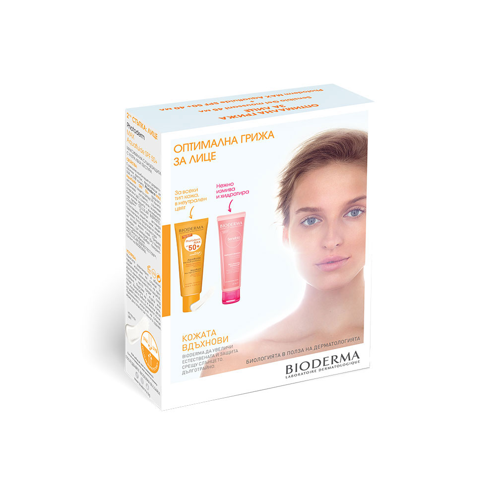 BIODERMA PHOTODERM / БИОДЕРМА ФОТОДЕРМ КОМПЛЕКТ АКВАФЛУИД 50+ + SENSIBIO GEL 45МЛ