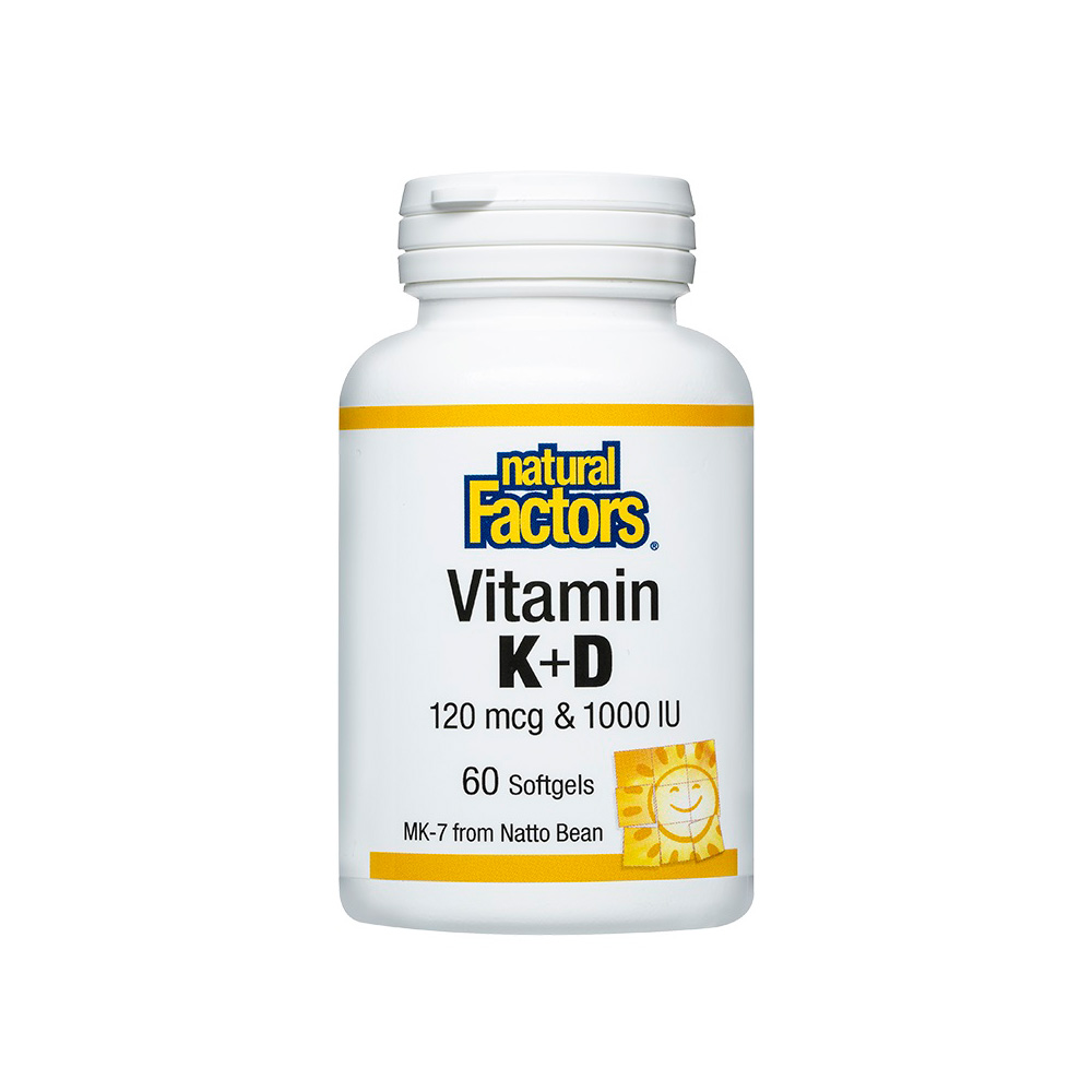 NATURAL FACTORS ВИТАМИН K2 120 MCG & D3 1000 IU/60 КАПСУЛИ