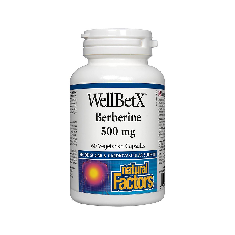 NATURAL FACTORS BERBERINE / БЕРБЕРИН ЗА НОРМАЛНИТЕ НИВА НА КРЪВНАТА ЗАХАР И ХОЛЕСТЕРОЛА 500 МГ Х 60 КАПСУЛИ
