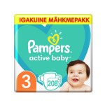 PAMPERS / ПАМПЕРС ACTIVE BABY MIDI РАЗМЕР ПЕЛЕНИ S 3 208 БРОЯ