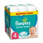 PAMPERS / ПАМПЕРС ACTIVE BABY MAXI ПЕЛЕНИ РАЗМЕР S 4 180 БРОЯ