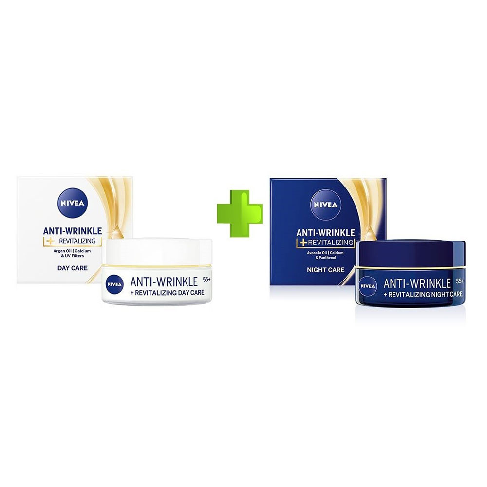 NIVEA / НИВЕА КОМПЛЕКТ 55+ ДНЕВЕН +НОЩЕН КРЕМ ПРОТИВ БРЪЧКИ