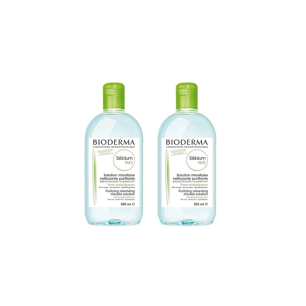 BIODERMA SEBIUM / БИОДЕРМА СЕБИУМ H2O ПОЧИСТВАЩА МИЦЕЛАРНА ВОДА ЗА ЛИЦЕ 2 Х 500МЛ