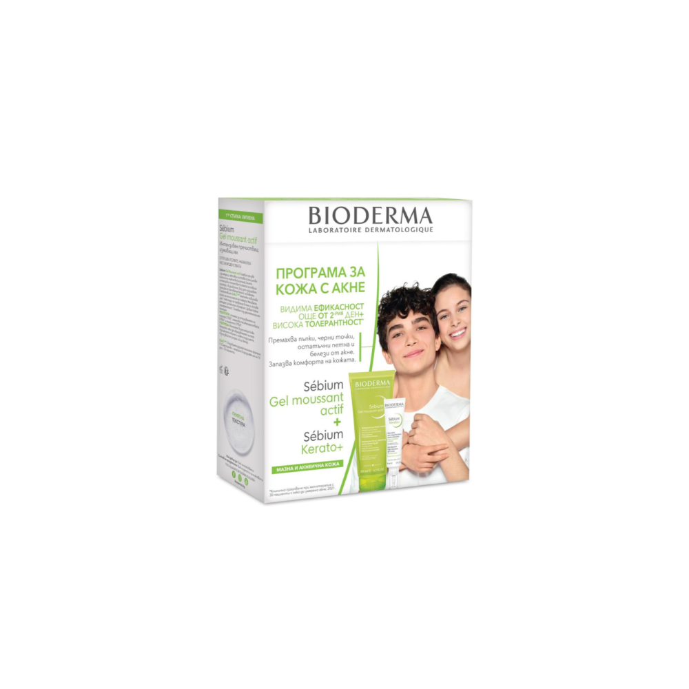 BIODERMA / БИОДЕРМА КОМПЛЕКТ SEBIUM KERATO+ ГЕЛ-КРЕМ 30МЛ + МУСАН АКТИВ ЗА МАЗНА КОЖА 200МЛ