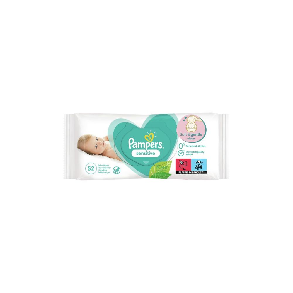 PAMPERS / ПАМПЕРС SENSITIVE МОКРИ КЪРПИЧКИ ЗА БЕБЕТА 6 ПАКЕТА Х 52БР