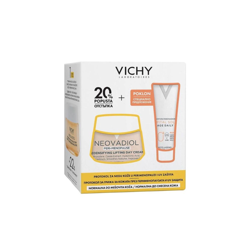 VICHY / ВИШИ КОМПЛЕКТ NEOVADIOL PERI-MENOPAUSE КРЕМ за нормална кожа 50мл + SOLEIL SPF50 230168