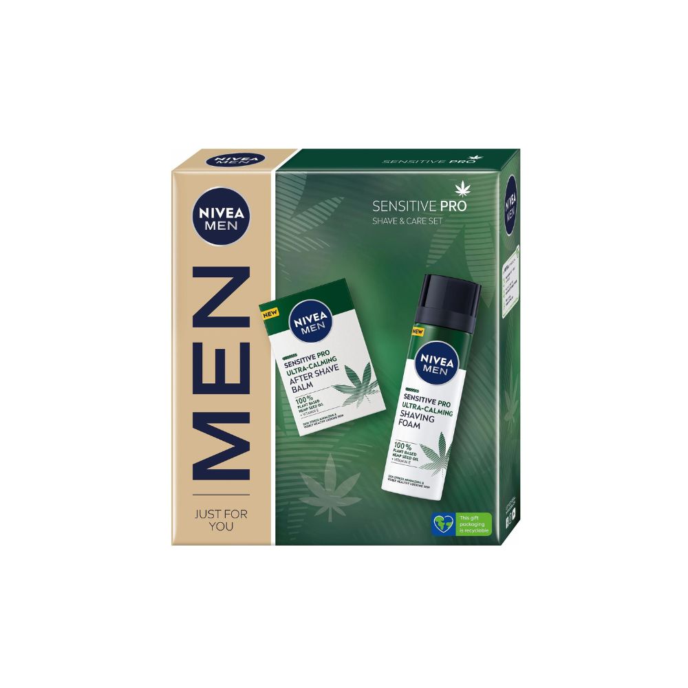 NIVEA / НИВЕА КОМПЛЕКТ SENSITIVE PRO SHAVE ПЯНА ЗА БРЪСНЕНЕ 200МЛ + БАЛСАМ СЛЕД БРЪСНЕНЕ 100МЛ