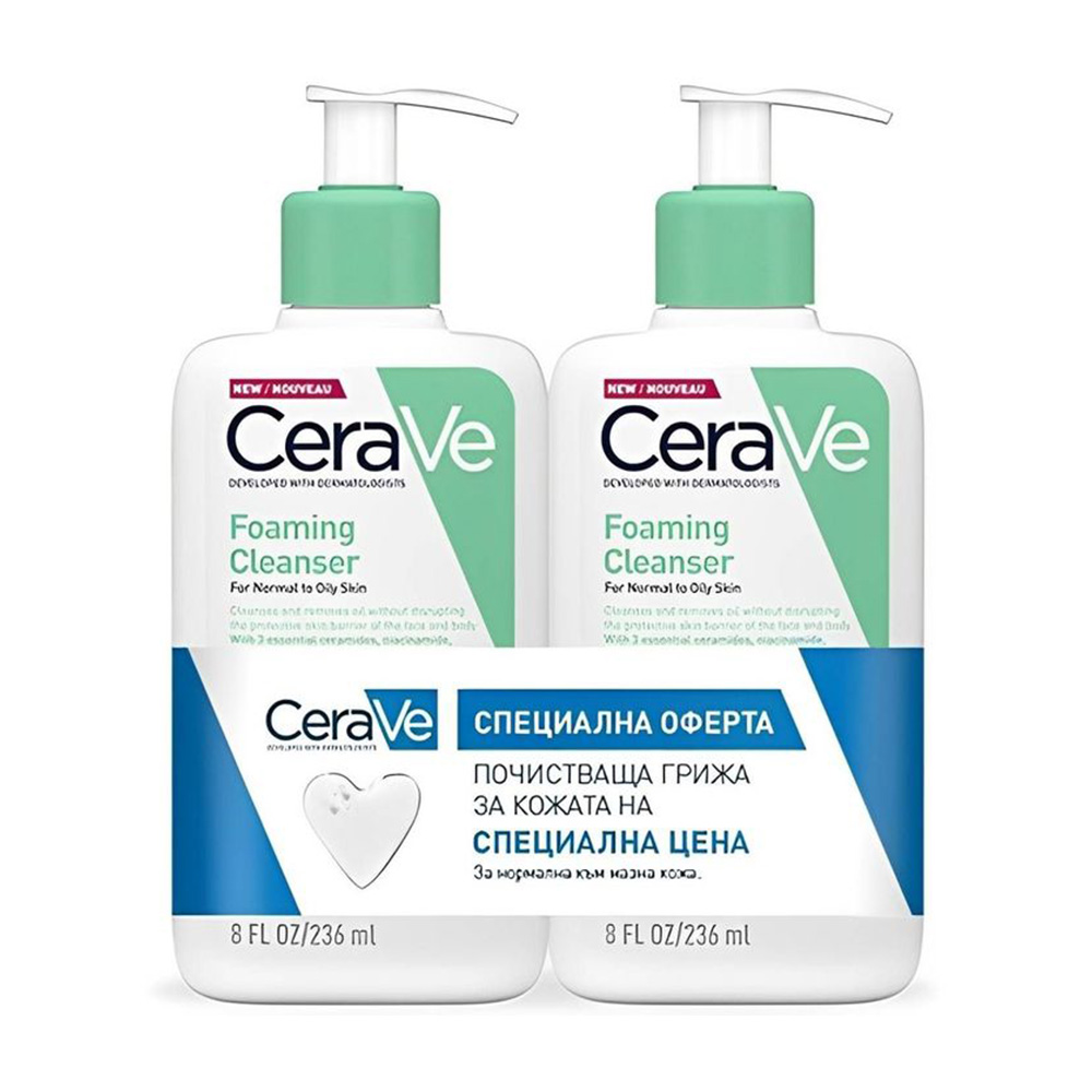 CERAVE DUO ДУО ИЗМИВАЩА ГЕЛ-ПЯНА ЗА ЛИЦЕ И ТЯЛО 2 X 236МЛ