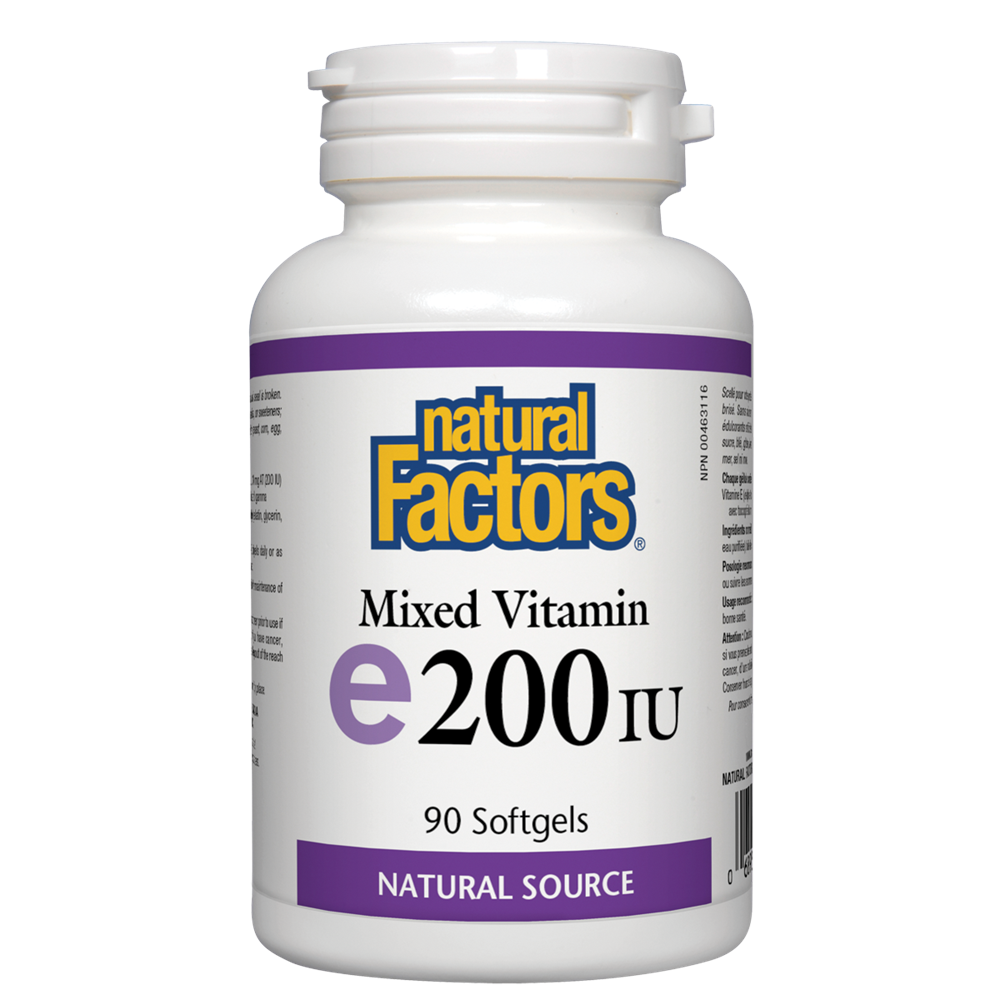 NATURAL FACTORS/ Витамин E 200 IU/ 134 mg (токофероли микс)/ 90 софтгел капсули