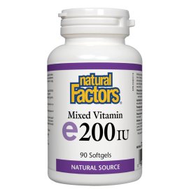 NATURAL FACTORS/ Витамин E 200 IU/ 134 mg (токофероли микс)/ 90 софтгел капсули