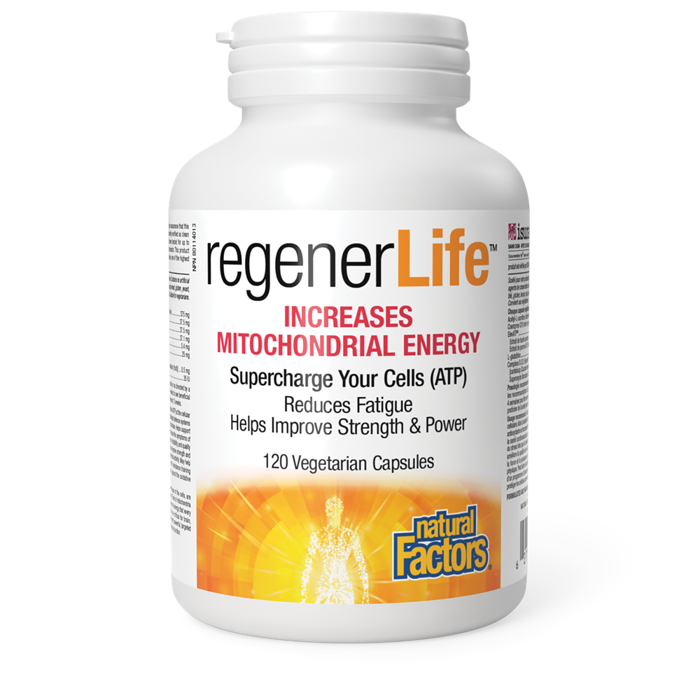 NATURAL FACTORS/ Regener Life™/ Increases Mitochondrial Energy/ 120 капсули