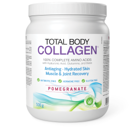 NATURAL FACTORS/ Total Body Collagen™/ Хидролизиран говежди колаген с хиалуронова киселина, глутамин и биотин/ 500 g прах, с вкус на нар