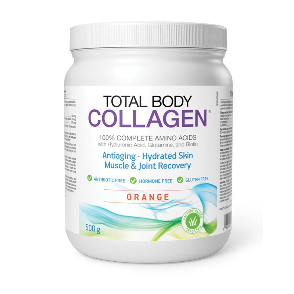 NATURAL FACTORS/ Total Body Collagen™/ Хидролизиран говежди колаген с хиалуронова киселина, глутамин и биотин/ 500 g прах/ с вкус на портокал