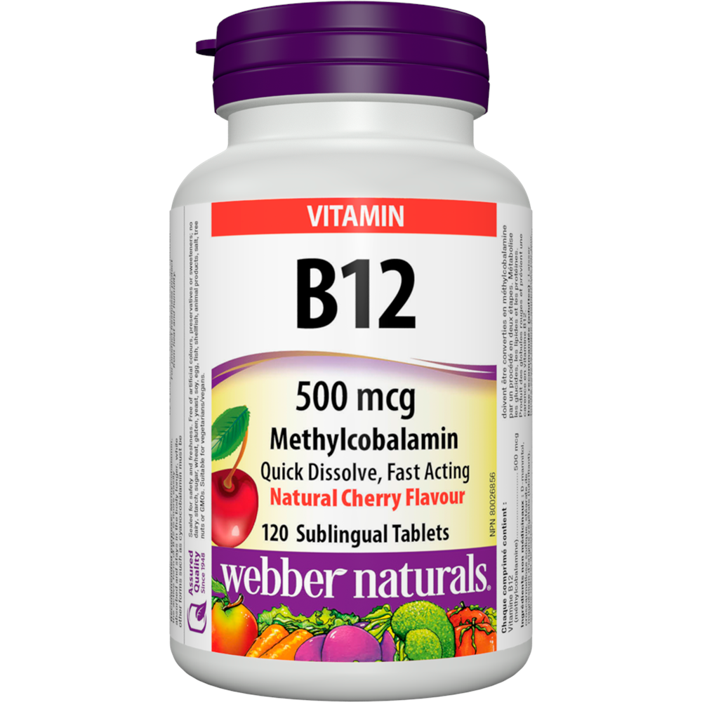 WEBBER NATURALS/ Витамин В12 500 µg/ 120 сублингвални таблетки