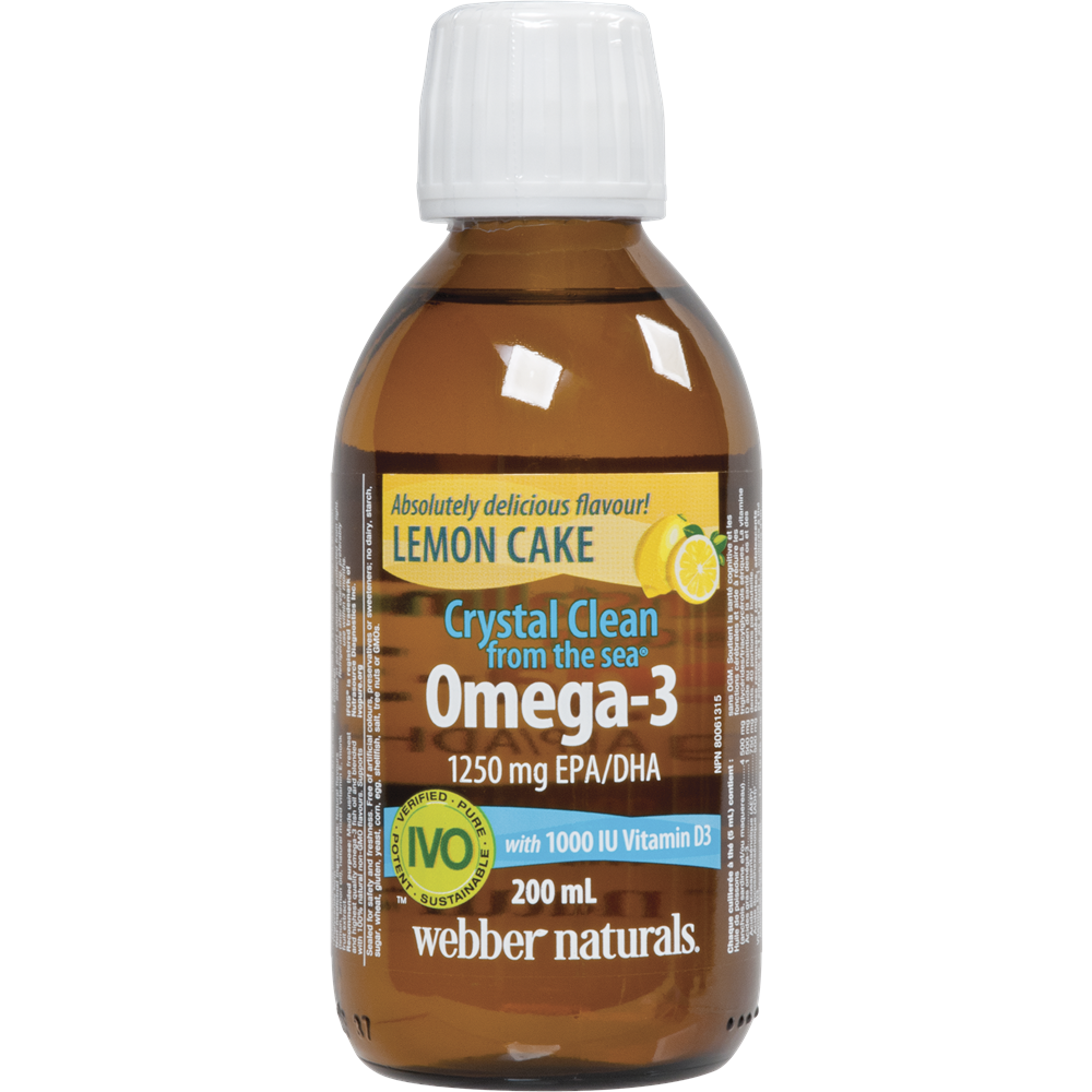 WEBBER NATURALS/Crystal Clean from the sea®/ Omega-3 1250 mg (EPA/DHA 750/500) + витамин D3 1000 IU/ 200 ml