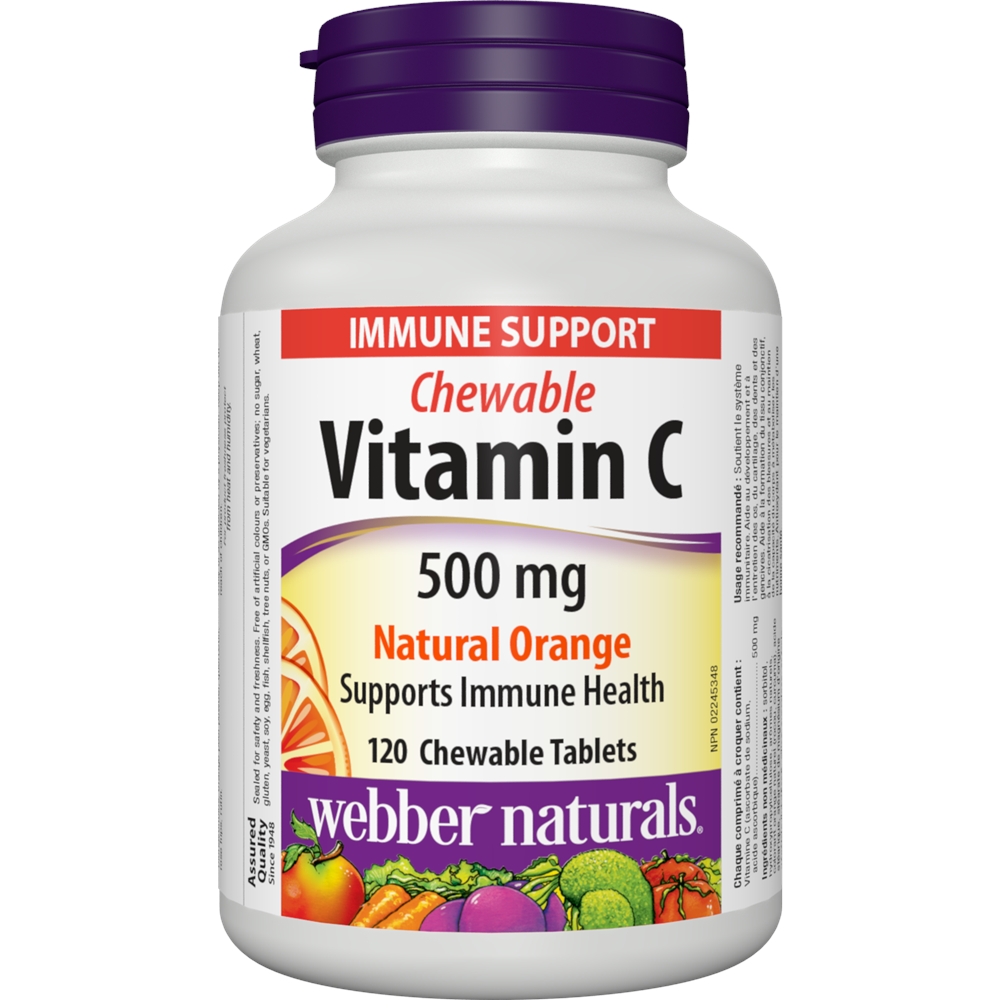 WEBBER NATURALS/ Витамин С 500 mg/120 дъвчащи таблетки с вкус на портокал