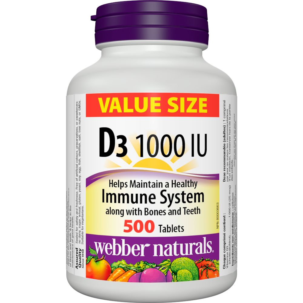 WEBBER NATURALS/ Витамин D3 1000 IU/ 500 таблетки