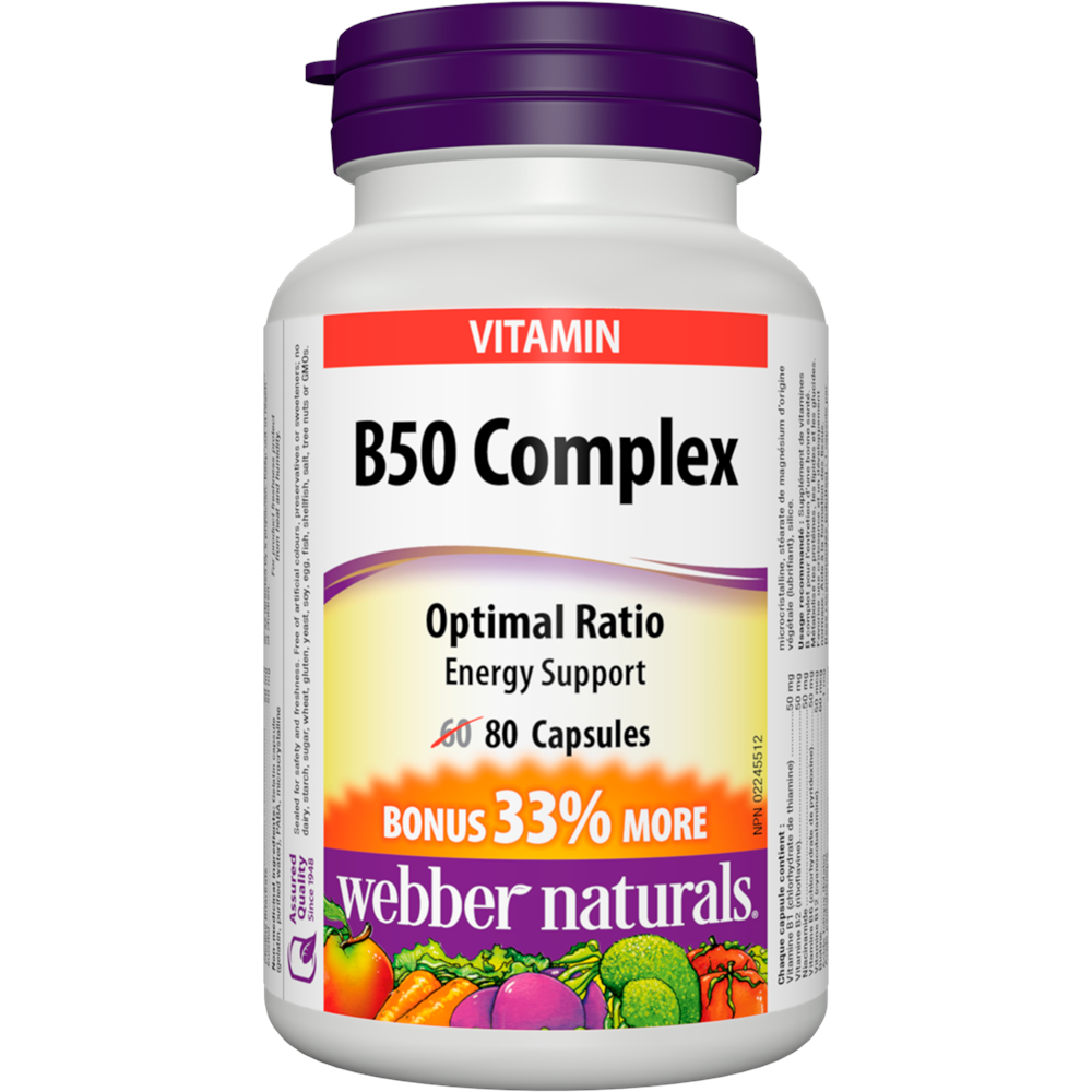 WEBBER NATURALS/ Витамин В50 Комплекс/ 80 капсули