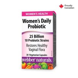 WEBBER NATURALS/ Womens Daily Probiotic/ Пробиотик за Жени 25 млрд. активни пробиотици, 10 щама формула/ 30 V капсули