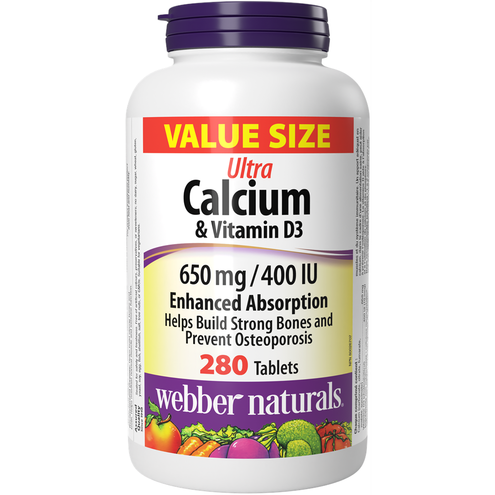 WEBBER NATURALS/ Ултра Калций 650 mg + Витамин D3 400 IU/ 280 таблетки