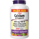 WEBBER NATURALS/ Ултра Калций 650 mg + Витамин D3 400 IU/ 280 таблетки