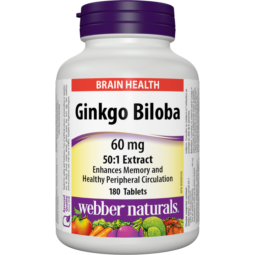 WEBBER NATURALS/ Гинко Билоба 60 mg/ 180 таблетки