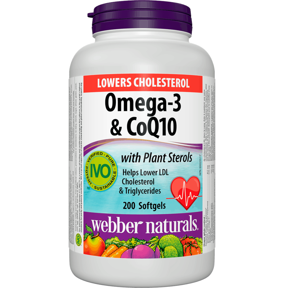 WEBBER NATURALS/ Lowers Cholesterol (Омега-3 с Фитостероли+ Коензим Q10)/ 200 софтгел капсули