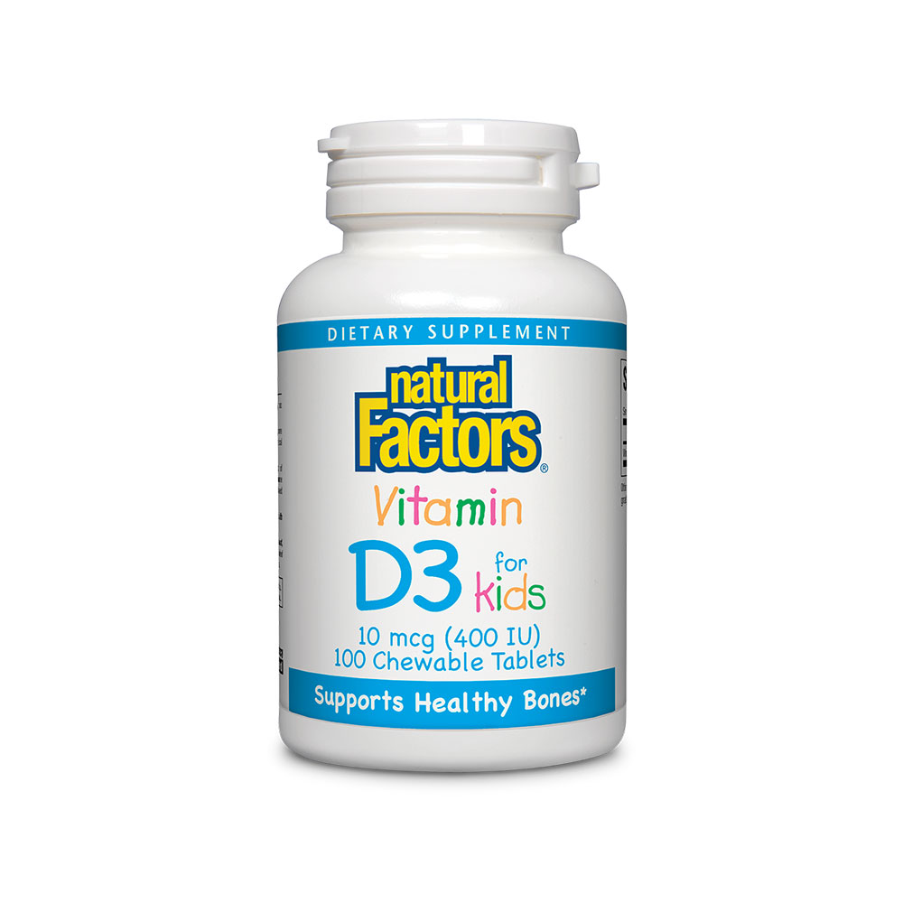 Natural Factors/VITAMIN D3 за деца/400 IU/100 таблетки