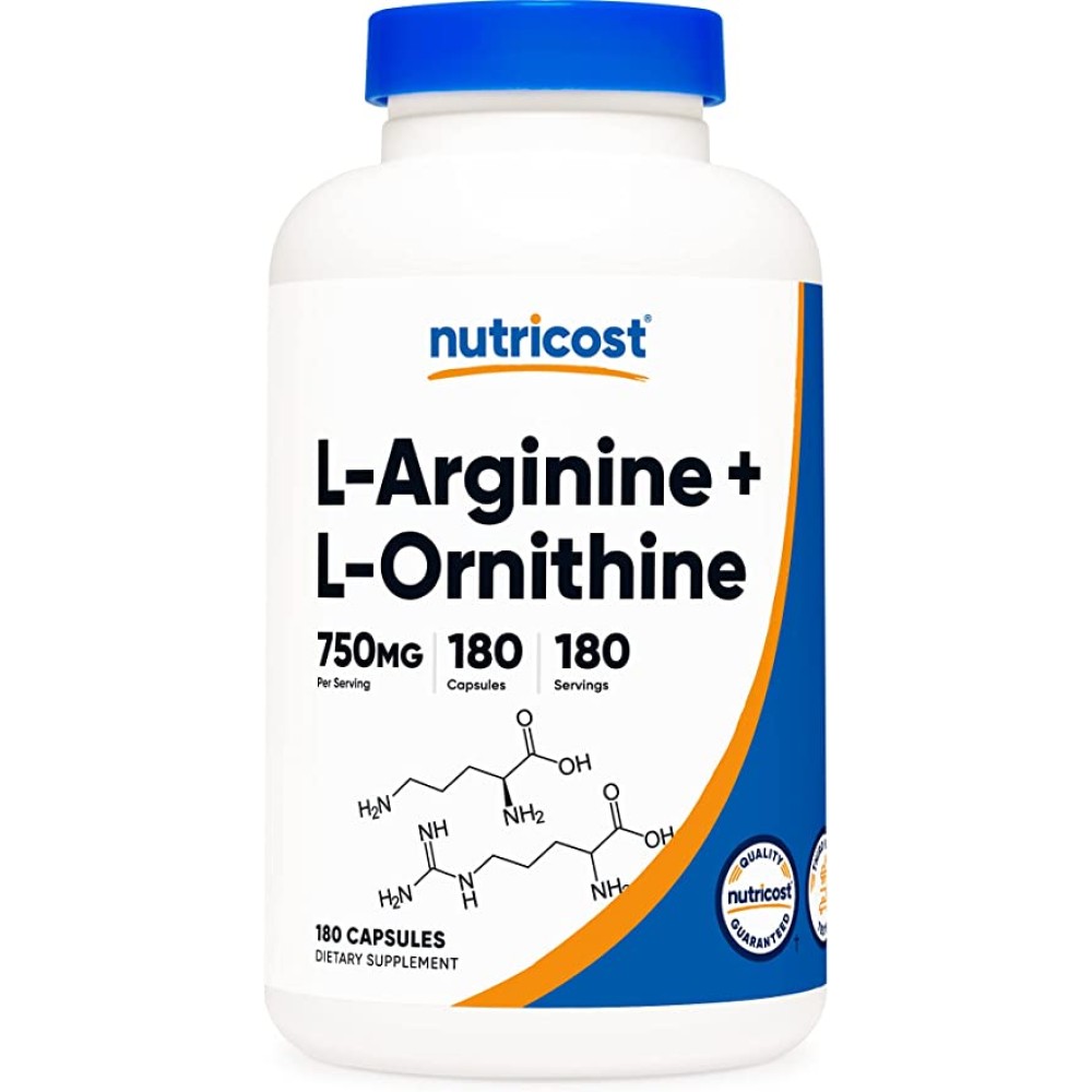 Nutricost/L- Arginine + L-Ornithine/L- Аргинин+ L- Орнитин/180 капсули