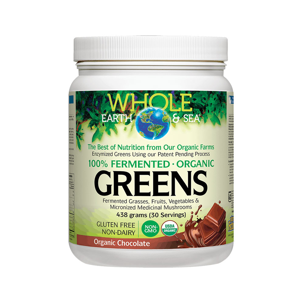 Natural Factors/WHOLE EARTH and SEA 100% FERMENTED ORGANIC GREENS chocolate/438 g пудра