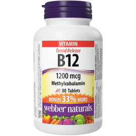 WEBBER NATURALS/Витамин В12 1200 µg (метилкобаламин)  х 80 таблетки с удължено освобождаване