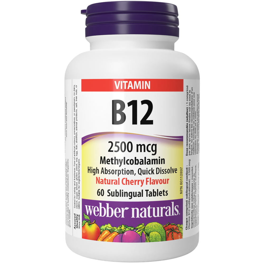 WEBBER NATURALS/Витамин В12 2500 µg (метилкобаламин) х 60  сублингвални таблетки