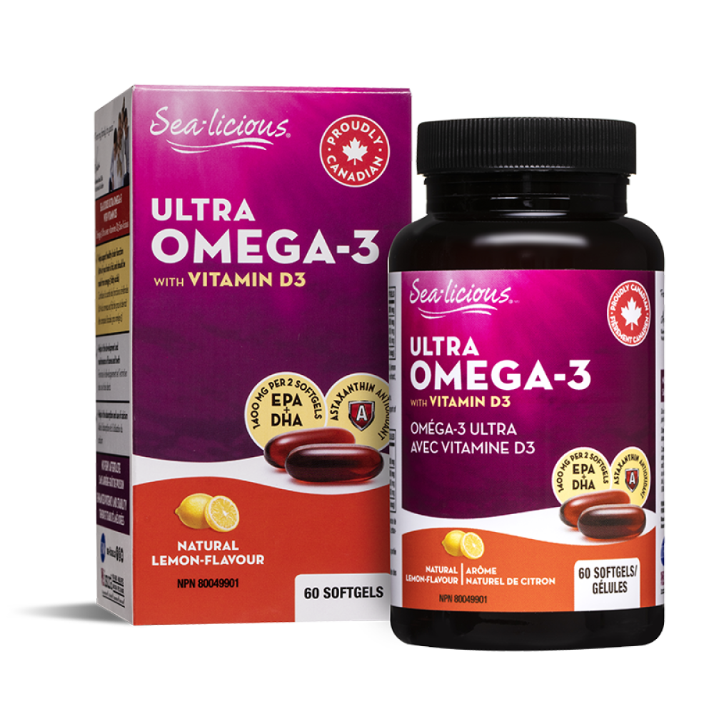 Natural Factors/SEA-LICIOUS Ultra Omega-3 with Vitamin D3/60 капсули