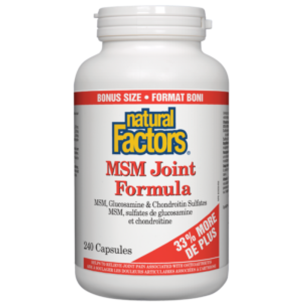 Natural Factors/MSM Joint Formula with Glucosamine and Chondroitin sulfates/240 капсули