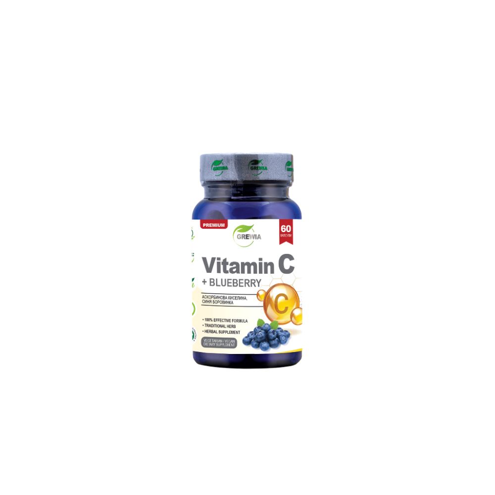 ГРЕВИЯ ВИТАМИН С + СИНЯ БОРОВИНКА/GREWIA VITAMIN C + BLUEBERRY Х60КАПСУЛИ